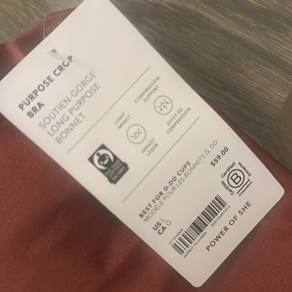 Red Rock Matte Sheen  ATHLETA Purpose Crop Bra D-dd cups NWT - Picture 7 of 7